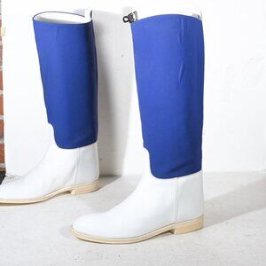 Hermes Jumping Boots in White/Blue - 38